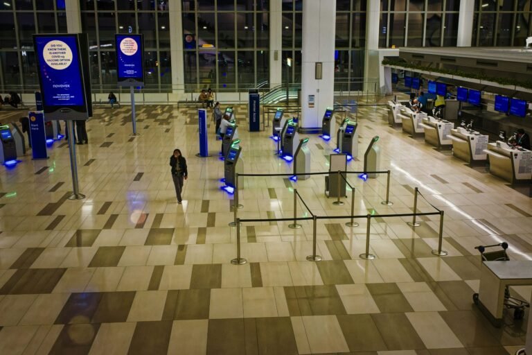 Traveler in a LaGuardia Airport terminal